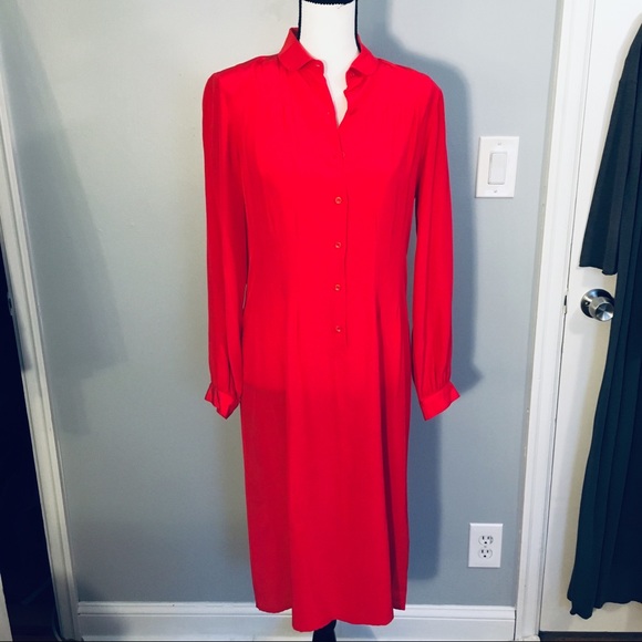 Vintage Hovland Swanson Red Silk Tunic Dress - Picture 4 of 14